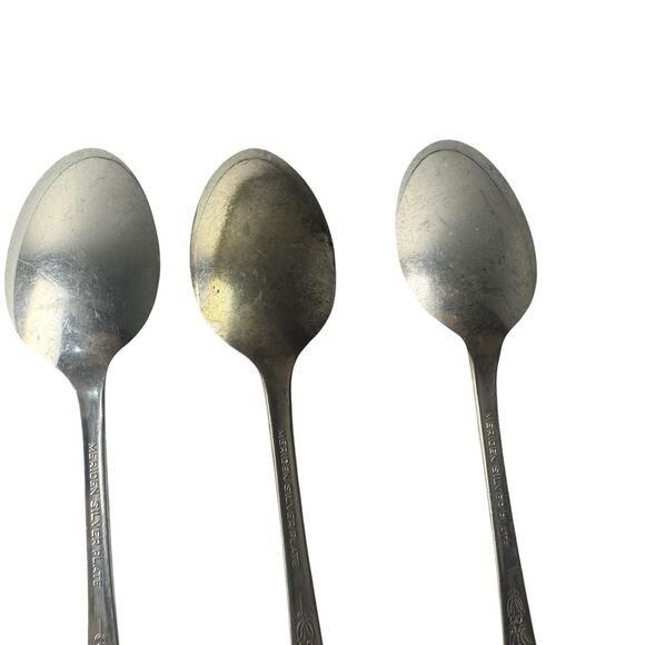 Set Of 3 Meridian Silver Plate Co. Dessert Teaspoon Spoon Vintage - Picture 10 of 15